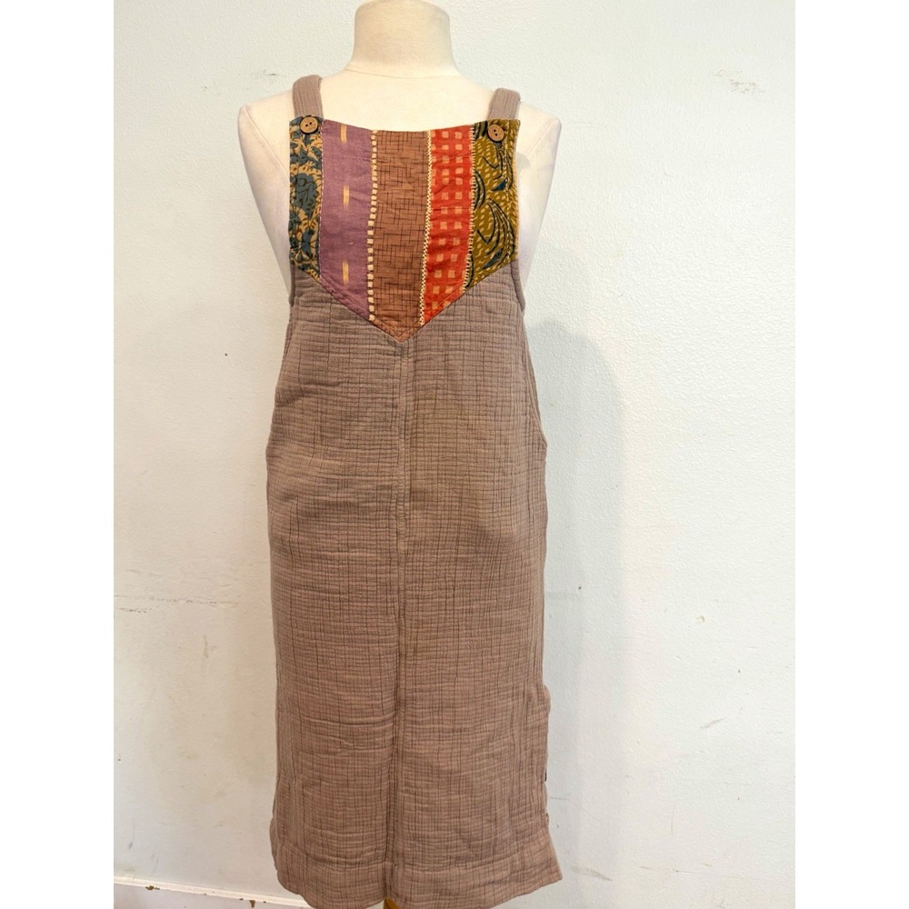 Marketplace Handwork of India Patchwork Pinafore Midi Dress XS 100% Cotton RARE